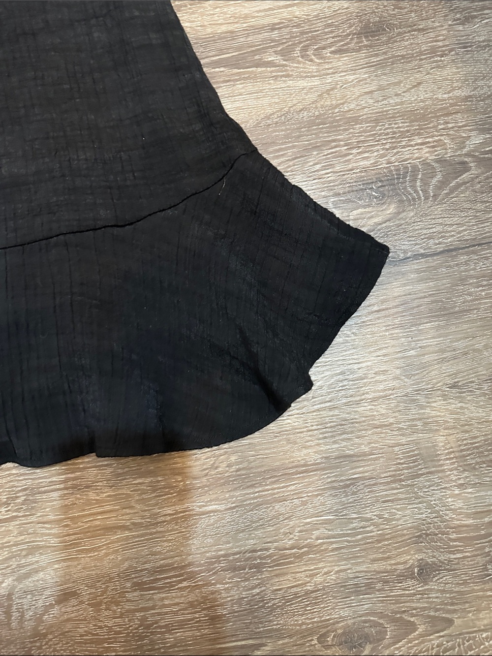 1. State Black Button-Front Ruffle Hem Mini Dress - Picture 15 of 15